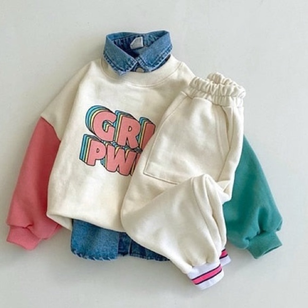 GRL PWR baby Sweatshirt and Jogger Pants Set